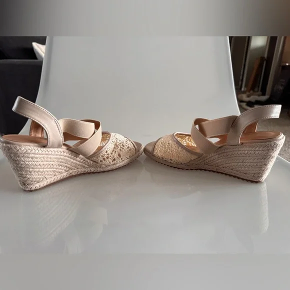 Elegant Beige Wedge Sandals-WOMENS - Picture 6 of 7